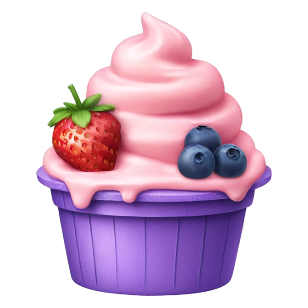 Strawberry Ice cream with a blueberry on a top sticker