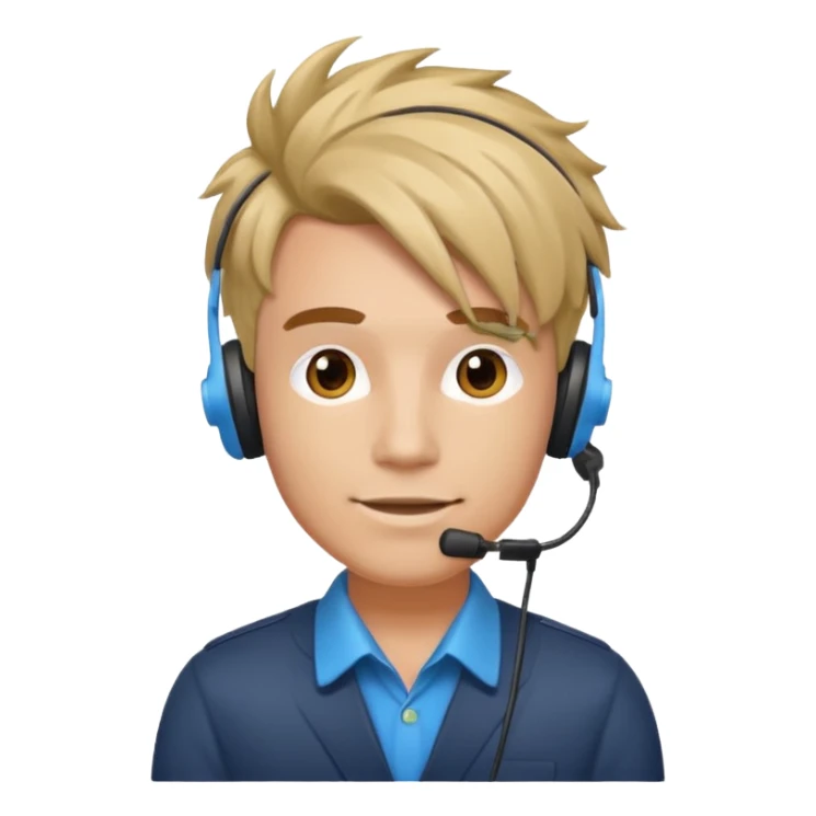 Male Customer Service Agent with funky hair sticker