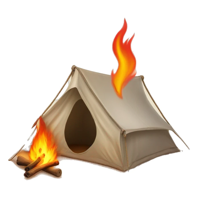 Fire beside a tent in the desert  sticker