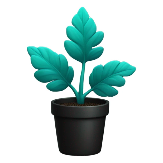 teal plant in black pot sticker