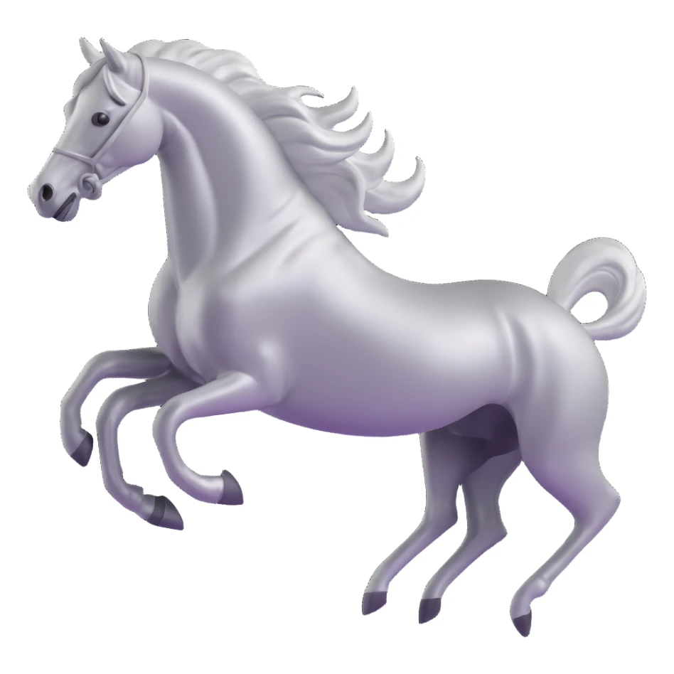 silver metal chrome spirit horse running, magical sticker