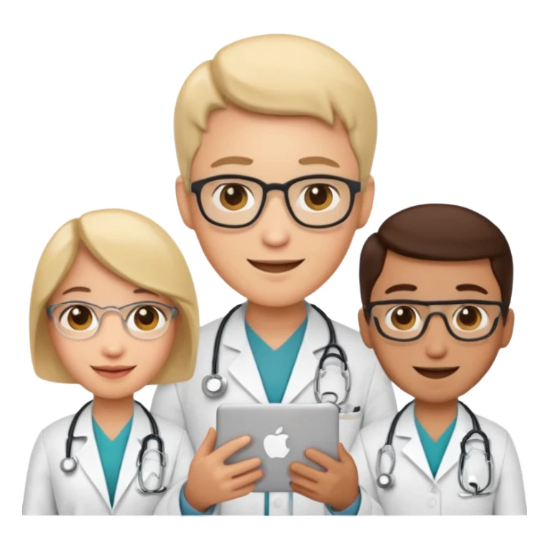 animated apple-style emoji of a programmer and doctor having a conversation sticker