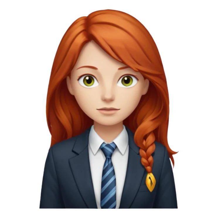 long red haired woman with tie, t-shirt and blazer sticker