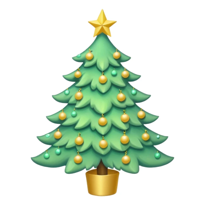 a pastel green christmas tree a yellow star sticker