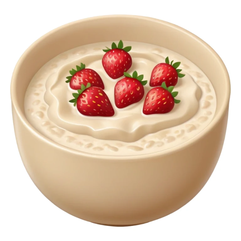 Porridge with strawberries beige bowl sticker