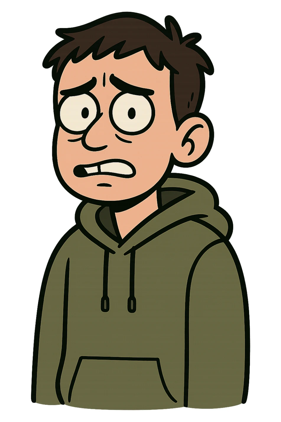 Slava Marlow, short dark hair, wearing a hoodie, stylized, no text sticker