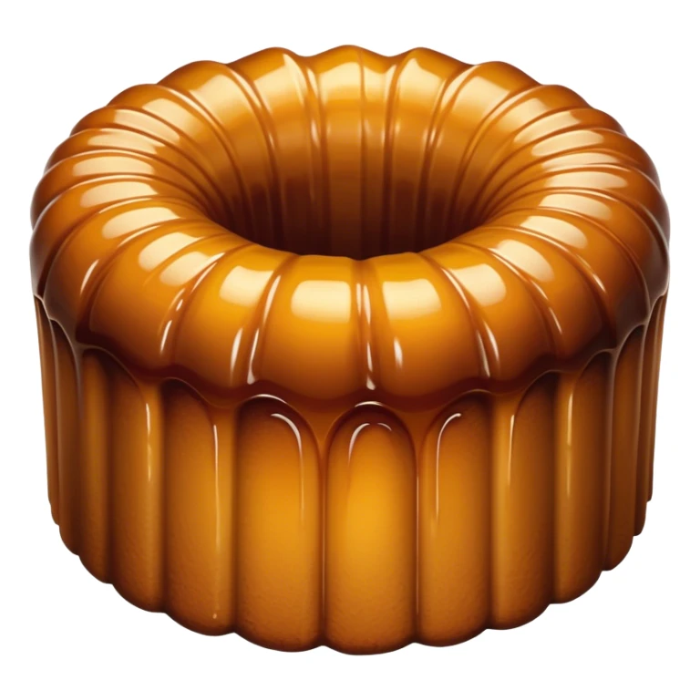 Cinematic rich cannelé, dark caramelized crust with a soft, custard-like interior, glossy finish, warm golden hues, elegant and indulgent. sticker