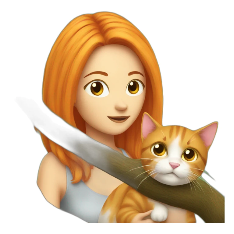 Jane orange hair with cat in a tree sticker