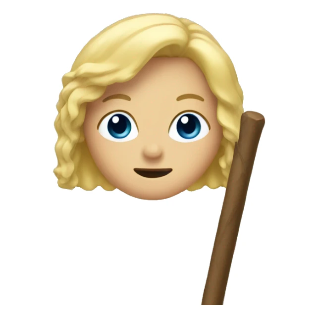 stick with blonde hair on it  sticker
