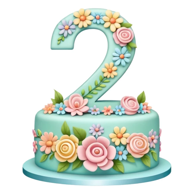 make a floral pastel cake that is aesthetic with the number 2 and 0 on it sticker