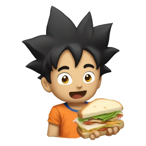 Goku eating a sandwich sticker