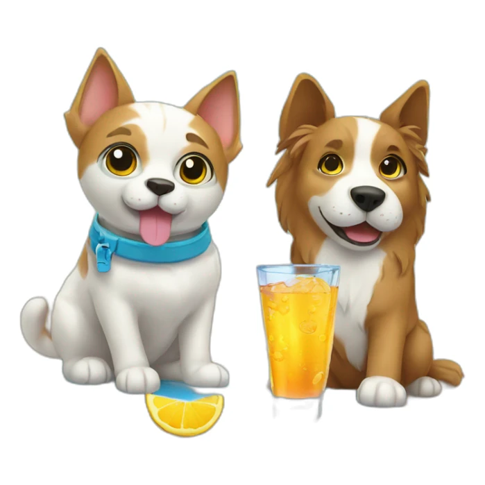 A cat and dog drink water in beach sticker