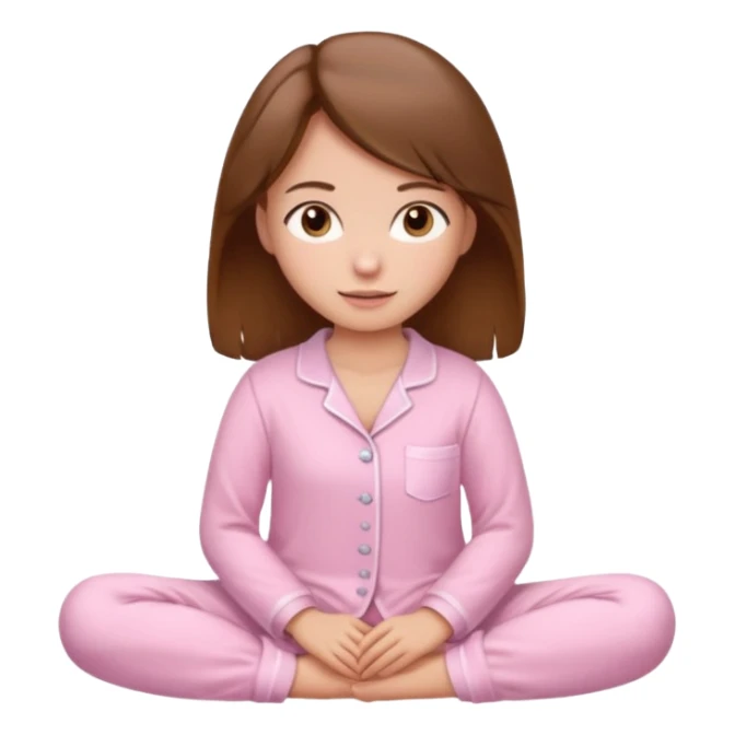 a brown-haired girl in light pink pajamas sticker