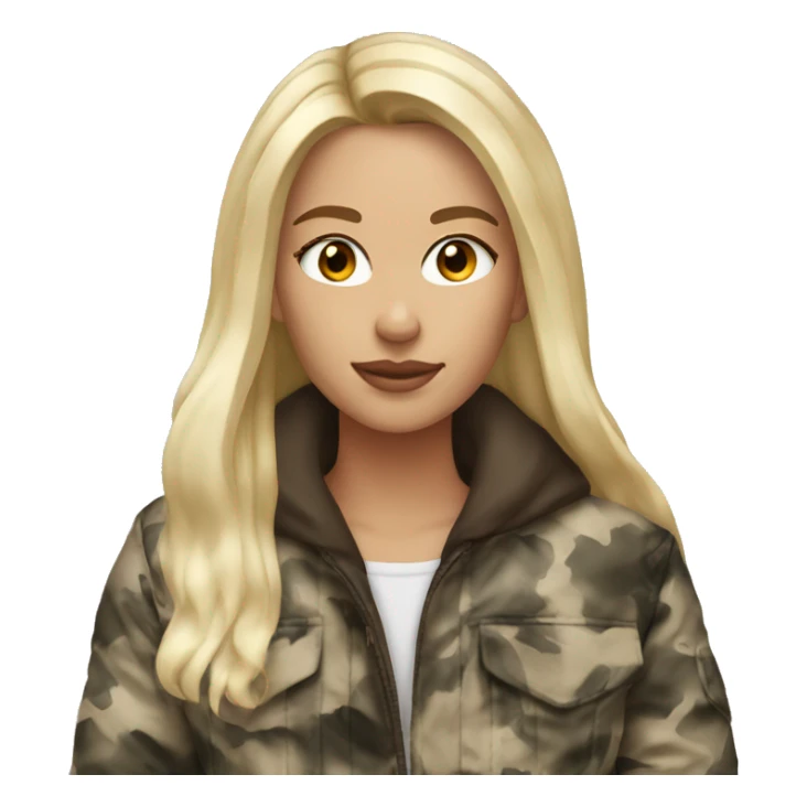 blonde girl brown eyes winter camo jacket sticker