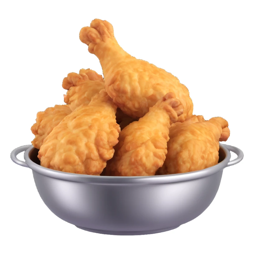 fried chicken in a silver stainless steel bowl sticker