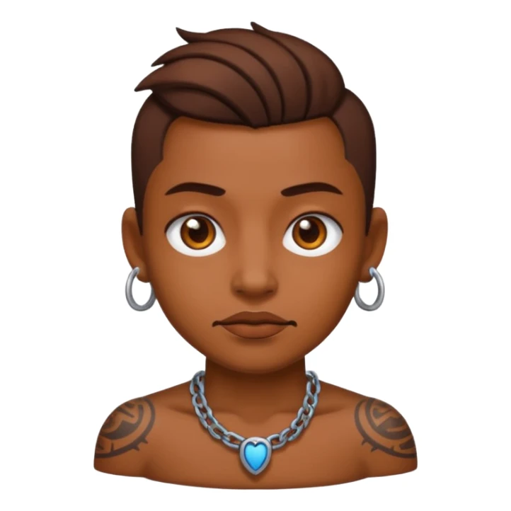 brown skin yvl emoji with cybersigilism tattoo sticker