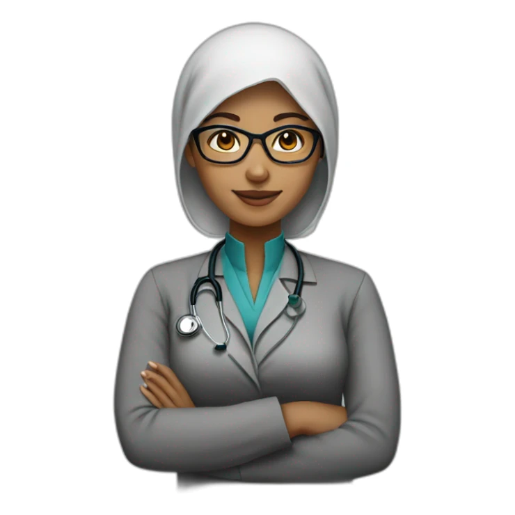 women muslim with black glasses and she is a doctor sticker