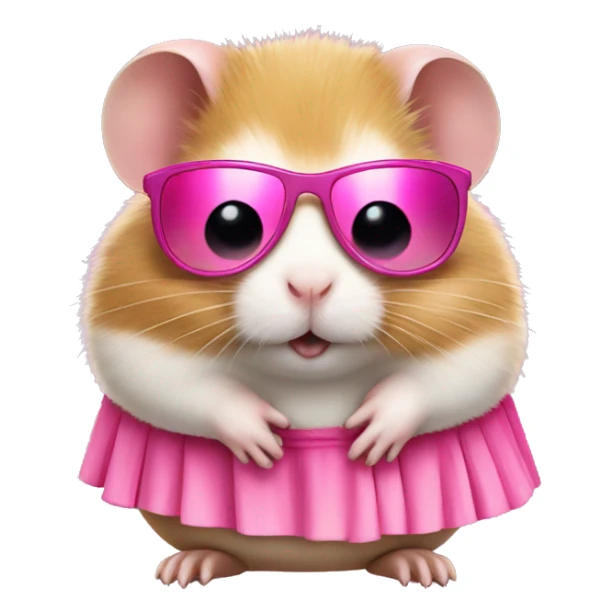 Hamster with sunglasses and pink skirt  sticker