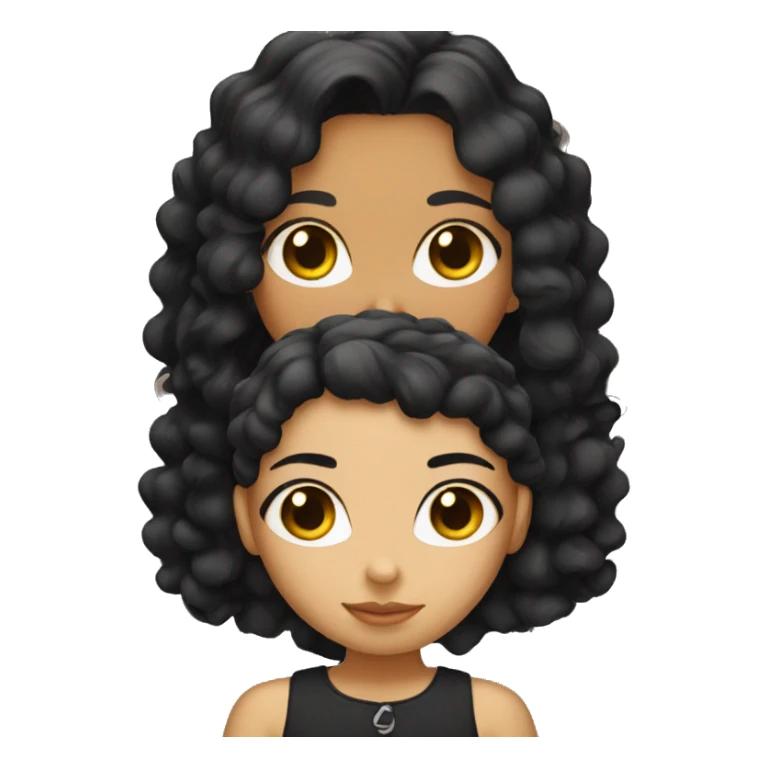 Girl with curl black hair with black cat sticker