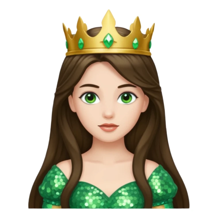 Princess Ozma from Oz with long brunette hair, light green sequin outfit sticker