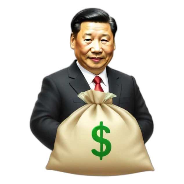 xi Jinping with money bag sticker
