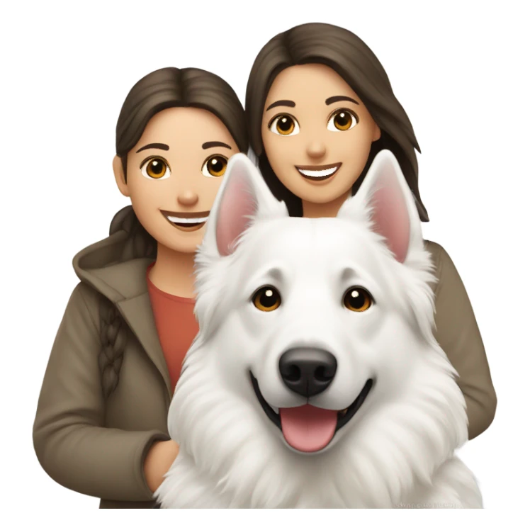 Happy white Swiss Shepherd  with brunette girl sticker