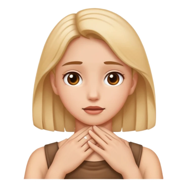 girl holding her hands on her neck sticker