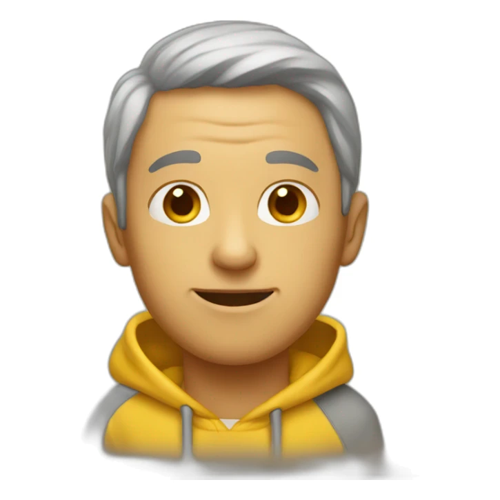 A mature boy wearing yellow hoodie sticker