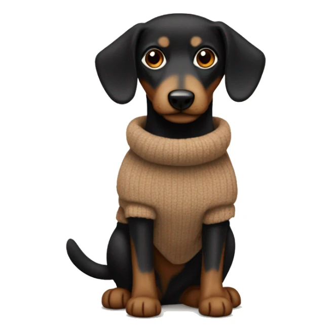 Black and Tan dashaund in a brown fluffy jumper sticker