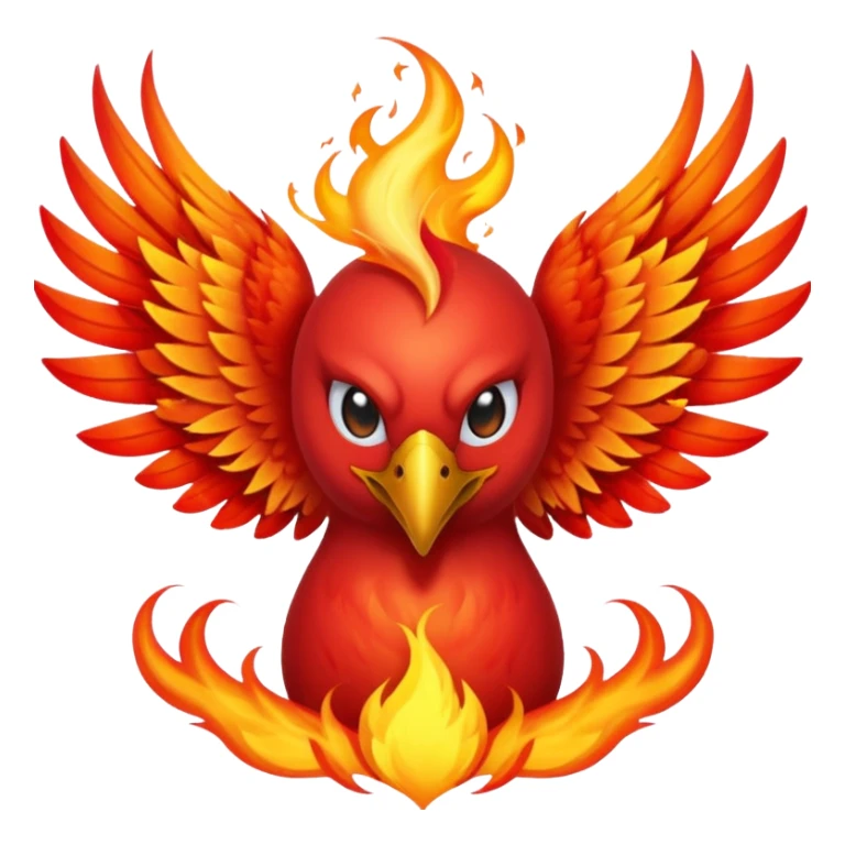 Phoenix force from marvel in a shape of flame bird face to screen with spread wings sticker