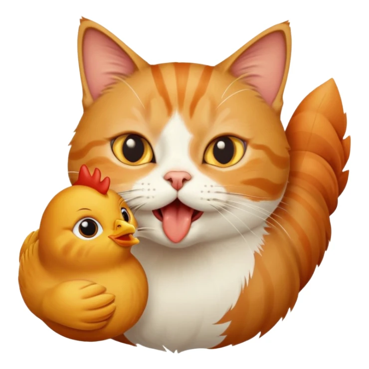 Cat, and one chicken in cat mounth sticker