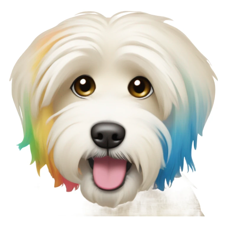 Cream colored havanese with RAINBOW TAIL and normal cream ears sticker