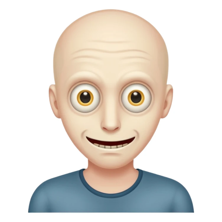 Paranoid insomniac man with creepy smile and wide eyes no background sticker