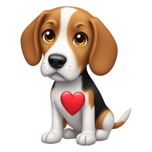 beagle dog girl with heart sticker