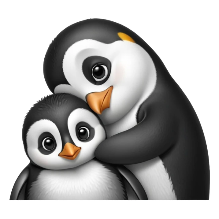 Pingouin hugging a baby pingouin  sticker