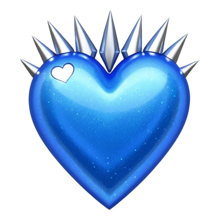 blue glittery heart with chrome spikes sticker