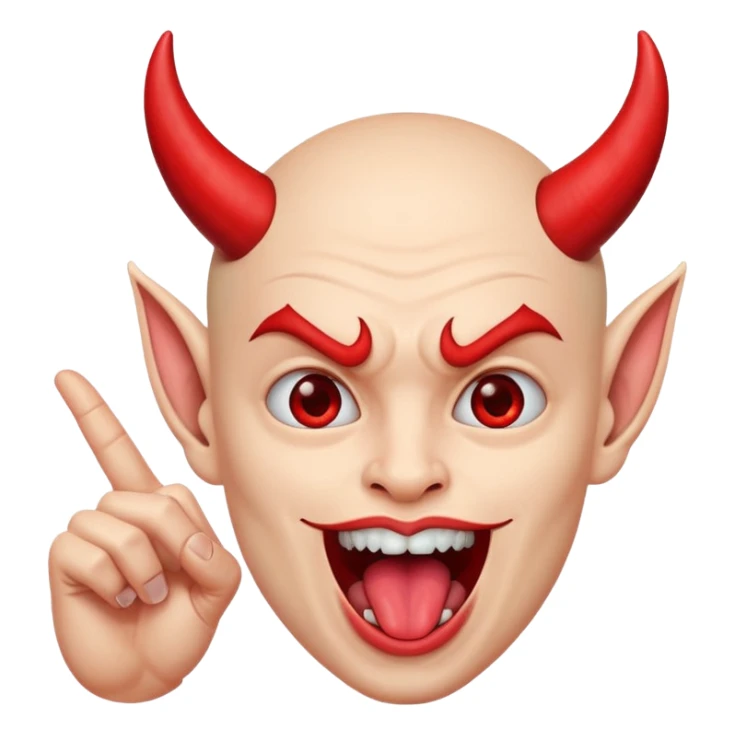 Devil horn hand in front of person with tongue out sticker