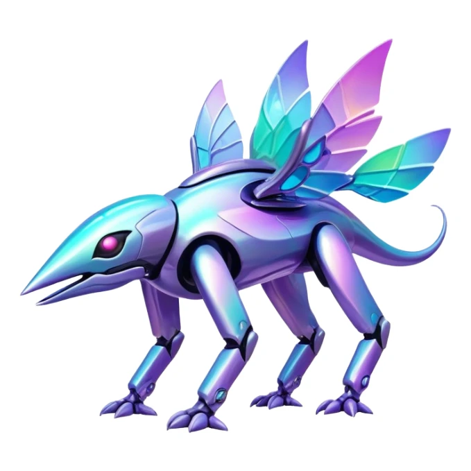 Futuristic complex iridescent aesthetic-scenery-Fakémon-creature sticker