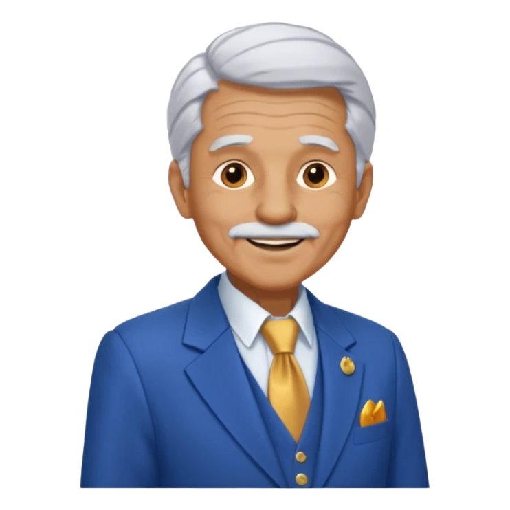 i need an image of a old man named clyde who provides basic credit reports. wears a blue blazer with gold button and open necked white shirt  sticker