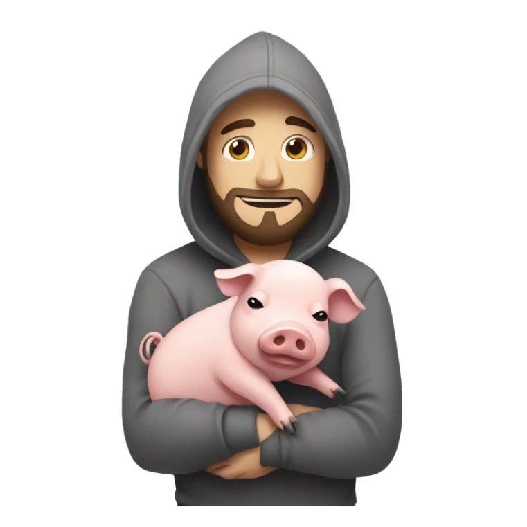 Forsen in a gray hoodie hugging a pig  sticker
