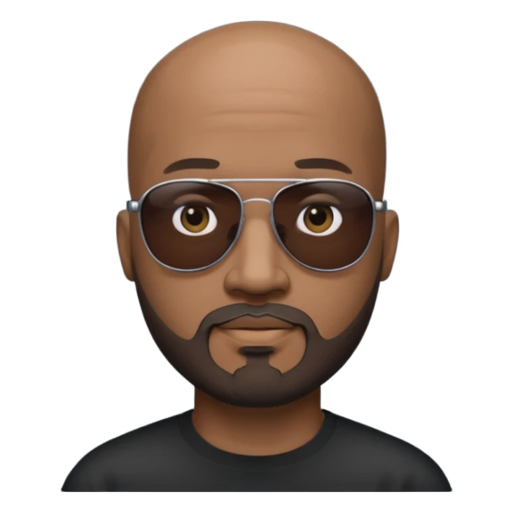 Bald male, black sunglasses, goatee beard, realistic portrait sticker