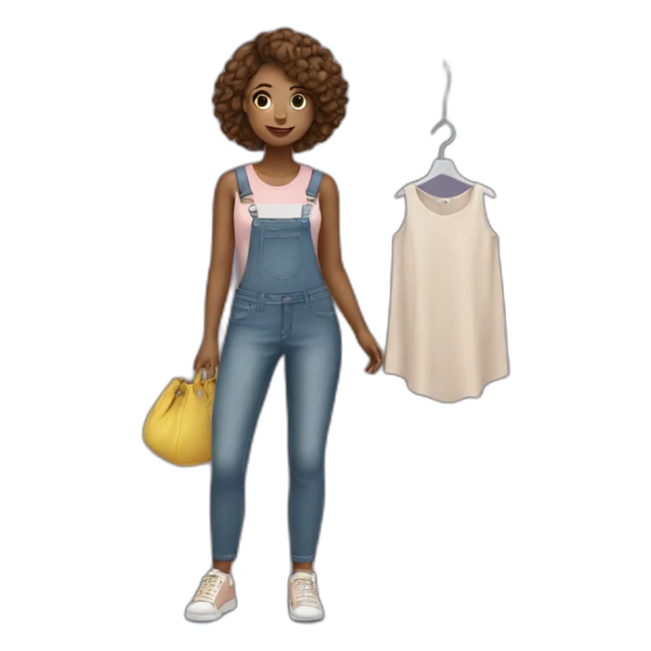 girl standing at a clothing rack sticker