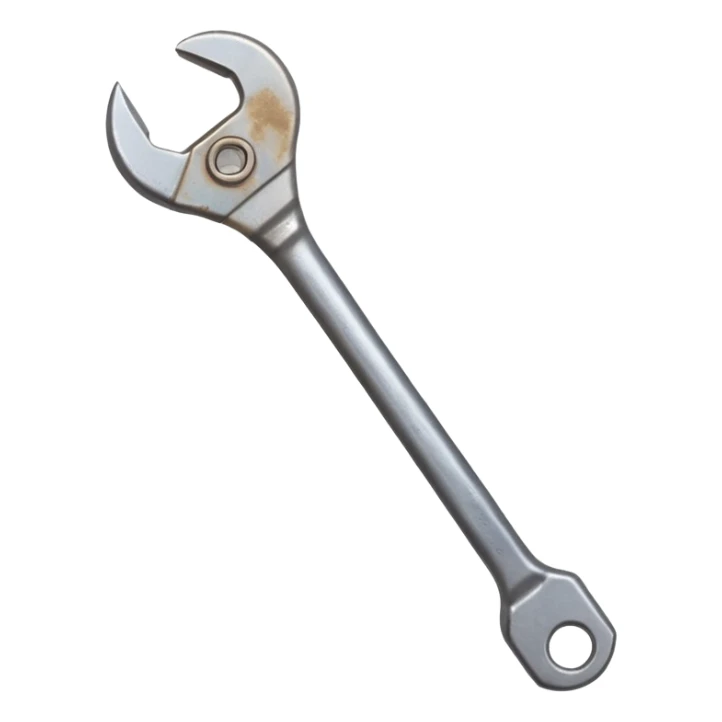 A man's hand holds a wrench sticker
