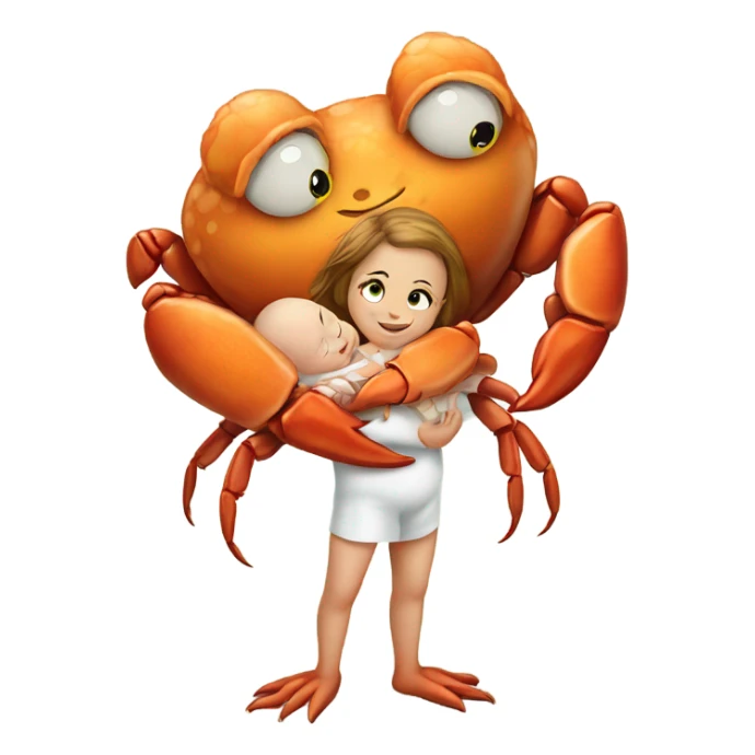 sea crab hugging female baby chicken  sticker