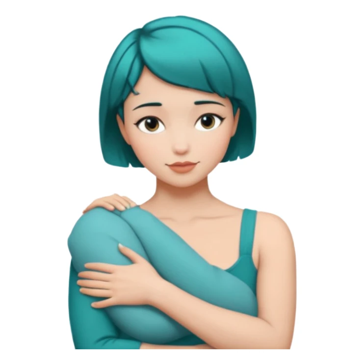 Teal hugs with Belles wording short hair sticker