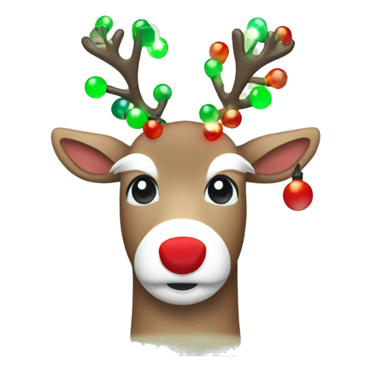 Reindeer with red, green, & white vintage Christmas lights  sticker