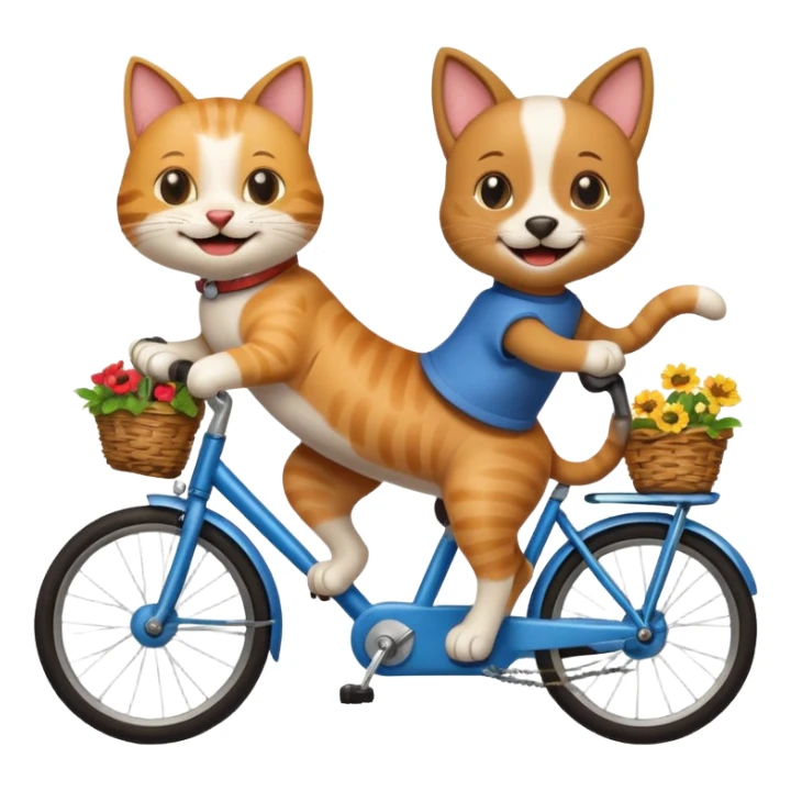 funny cat dog riding bike sticker