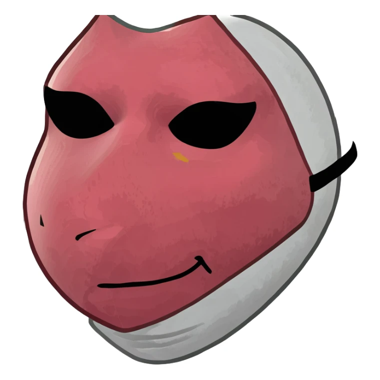 Squid Game pink guard mask with triangle shape on face, 3D style, detailed sticker