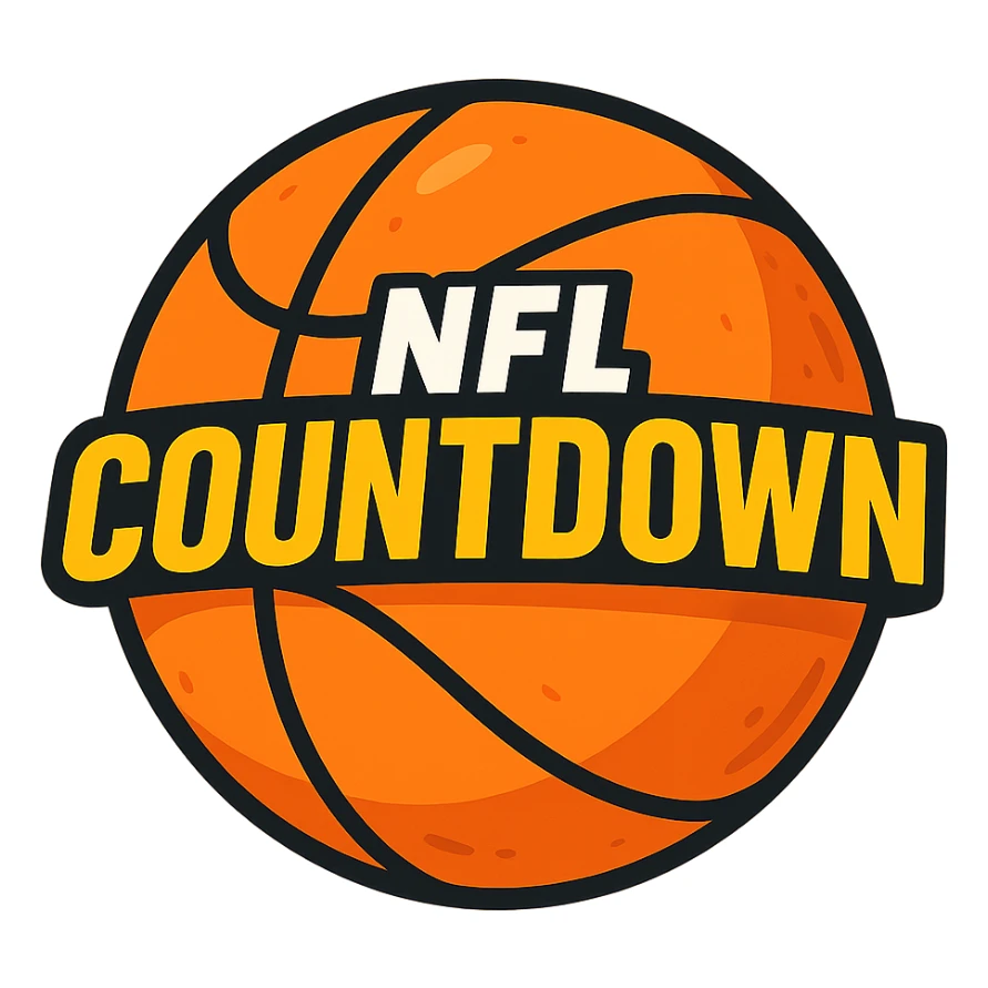 flat-toon style cartoon basketball with 'NFL Countdown' text integrated, vibrant colors sticker