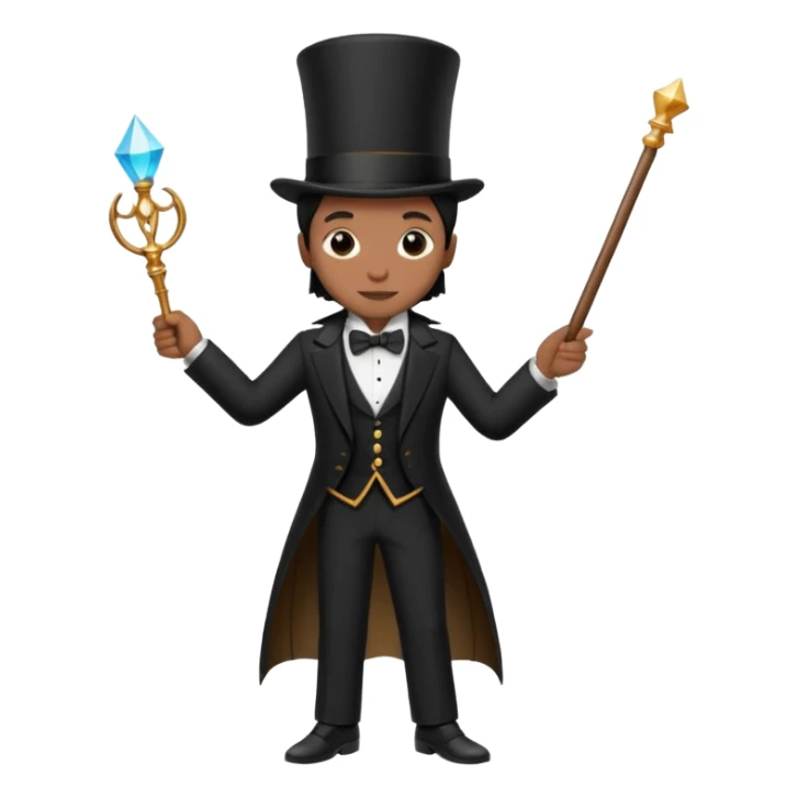 Stage magician in tuxedo holding magic wand sticker